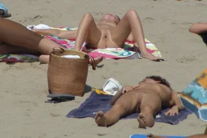 Nude beach and topless girls