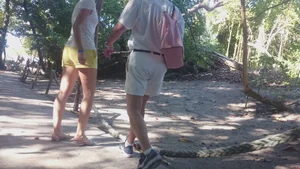Milf in yellow shorts with vpl and a wedgie
