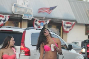Sexy Florida beach bikini girls, some topless