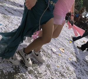 Carnival girls wearing pantyhose, spandex shorts, stockings, skirts and other outfits