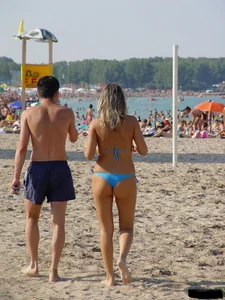Beach voyeur girls in bikinis, thongs and topless