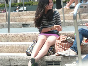 Bunch of sexy girls upskirted at parks showing their panties and asses