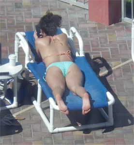 First Post - Hot Brunette By Pool (OC)