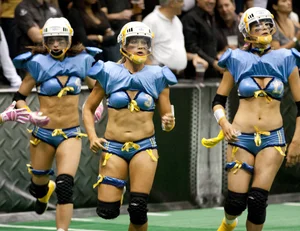 Sexy female football players with hot bodies