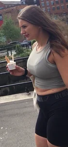 Chunky girl in tight shorts