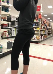 Target blonde milf shopping in tight leggings with a nice ass
