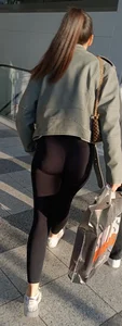 Perfect German Lady in black Leggings - perfect bubble