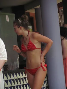 Sexy girl with a nice ass in a red bikini
