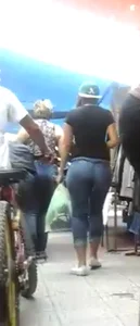 Brunette with a fat ass in tight jeans