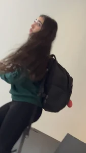 Pretty Arab College Girl’s Red Panties Are Showing Through Her Leggings