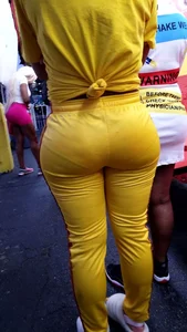 Ebony showing VPL in outfit