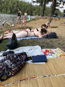 Two Young Chunky Girls Lying at a Beach Creepshots Gallery