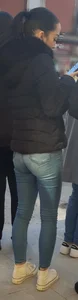 Pretty and slim in skinny blue jeans
