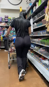 Almost see through leggings on milf
