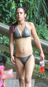 Sexy brunette milf in a bikini with a great body, nice ass and some camel toe
