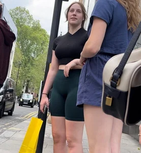 (Non OC) Green spandex shorts with VPL