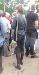 Nice booty in tight black jeans, candid street girl