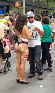 Painted NYC girls in thongs with amazing bodies