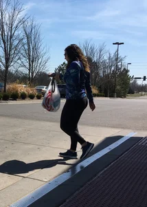 Brunette with glasses and nice ass shopping at Target in leggings