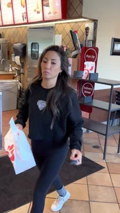 Tight Asian Picking Up Food