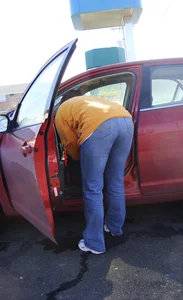 Some candid girls cleaning their cars in jeans and some showing ass crack