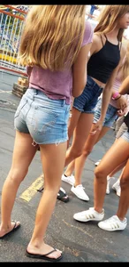 Teen ass denim shorts