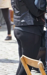 Red haired girl with a thick booty in tight leggings