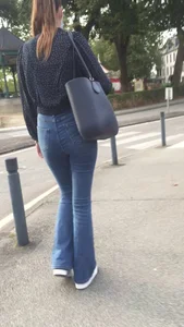 Tall teen with tight jeans pants early in the morning