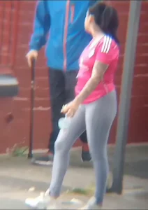 Trollope in sculptured grey leggings