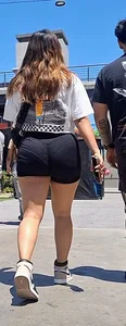 Brunette with thick legs in tight shorts, VPL [oc]