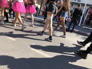 Carnival girls wearing pantyhose, spandex shorts, stockings, skirts and other outfits