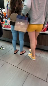 Cute teen in butt shorts