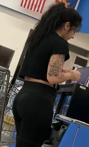 Walmart sexy brunette in leggings with a nice ass