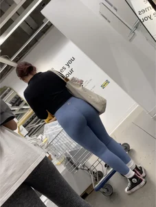 Big Ass Asian in Blue Leggings IKEA