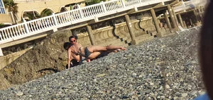 Hot Candid Girl in a Swimsuit Chilling on a Beach With Her Boyfriend Creepshots Series