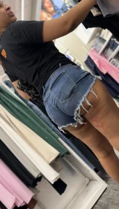 Sexy thick ass cheeks showing In short high jeans at Target