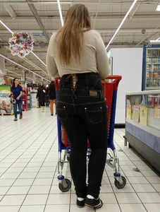 French cute teen out in tight jeans