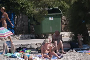Nude girls on a beach in Hvar, Croatia