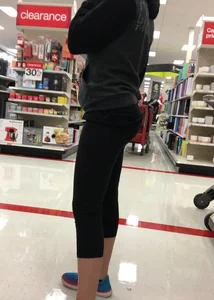Target blonde milf shopping in tight leggings with a nice ass