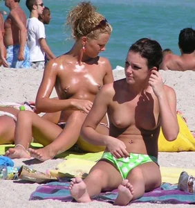 Nude beach and topless girls