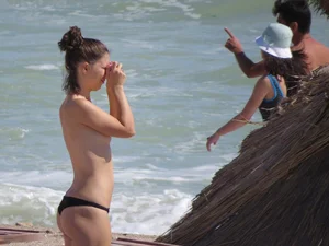 Nude beach and topless girls