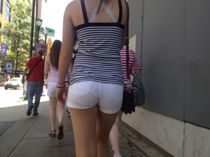 Philly girl with a nice ass in white shorts with vpl