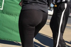 Dicks girl in leggings with an incredible ass