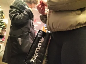 Black Leggings close up in store