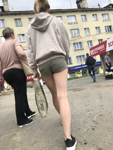 Young Girl With Hot Legs Passing By Adjusting Her Shorts Street Creepshots Series