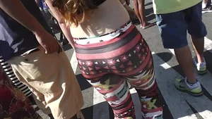 Girl with a nice ass in tribal patterned leggings