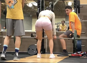HOT TEEN PINK LEGGINGS BENDS OVER FOR ME NEXT TO HER BF & HIS BESTFRIEND CHECKS HER OUT