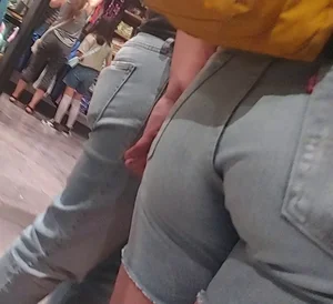 Nerdy teen slut with tight ass in jean shorts