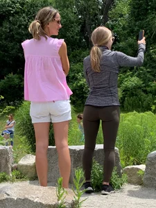 2 smoking hot milfs - short shorts and skin tight leggings ;)