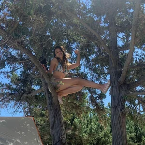 Hot Girl in a Swimsuit Sitting on the Tree